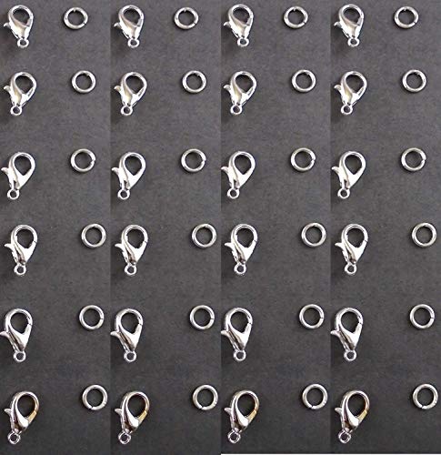 Image of eshoppee DIY Kit, Silver Color 24 Pcs Necklace End Locking, Lobster Clasp, Hook, Lock, for Jewellery Making, Art and Craft Making | Hook, Lock, Jewellery Making, Art and Craft Making