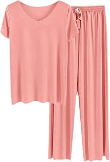 Generisch Traje de pantalón cómodo para mujer, conjunto de ropa de salón de verano sin costuras, elegante pijama simple para el día a día, relajación en el dormitorio