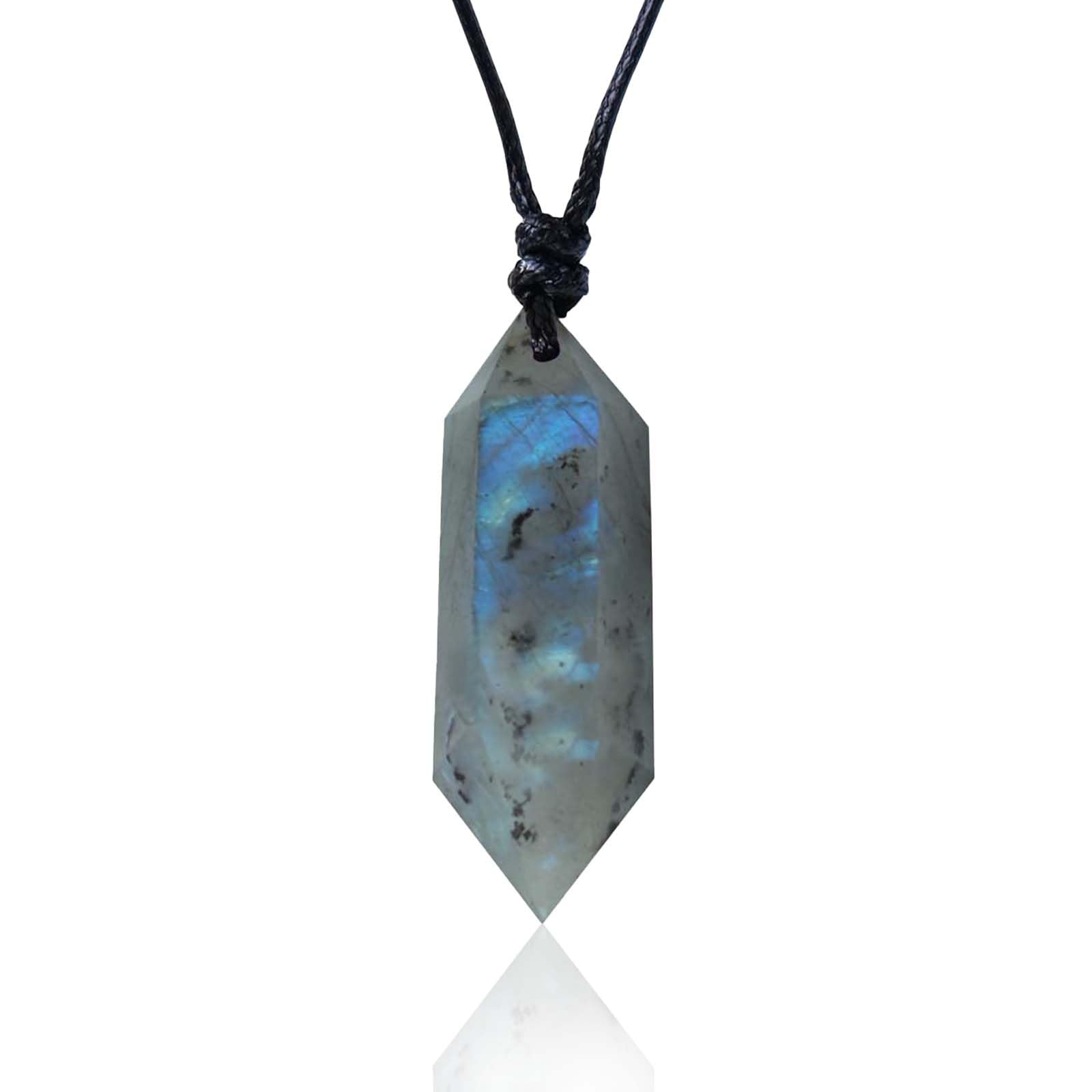 Cristallo naturale di labradorite a doppia punta, fatto a mano e intrecciato, cristallo di guarigione lucidato, pietra di energia reiki, regalo per uomini e donne.