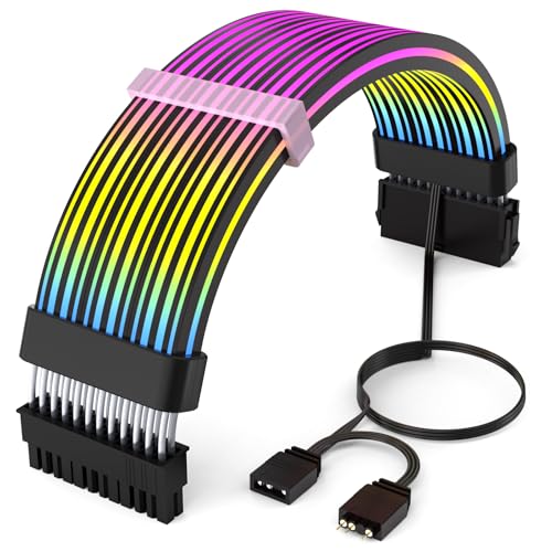 Sirlyr 24 Pin RGB Cable,RGB PSU Cables Extensions - 5V 3Pin Addressable ARGB Motherboard Power...