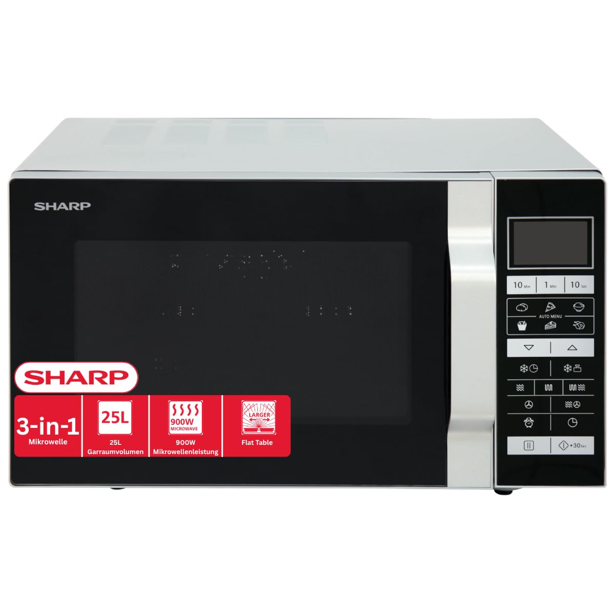 Sharp R-860S Micro-ondes Combiné 25 litres à plateau fixe - Argent
