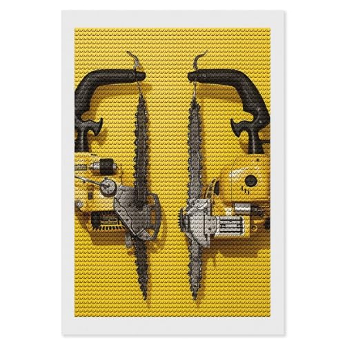 GHENBLT Yellow Chainsaw 5D Diamond Painting Kit 8"x12
