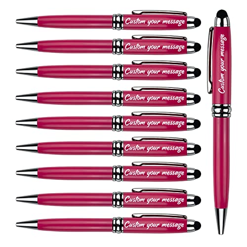 Bolígrafos personales personalizados con punta de lápiz óptico Juego de escritura de oficina, grabado con su mensaje, nombre, perfecto para mujeres y niñas, 10 bolígrafos/caja