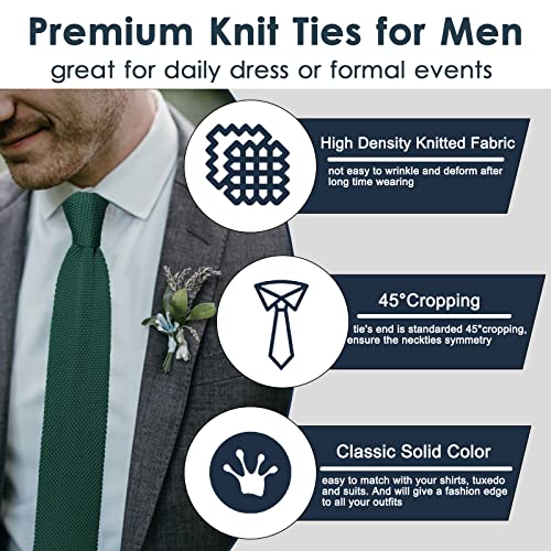 Image of Mantieqingway Pointed Knit Ties for Men Pure Color 2.76'' Skinny Neck Tie Formal Business Knitted Tie for Daily Wedding Party