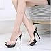 WVBVLO Women Clear Strap Fish Mouth Platform Sky High Heel Sexy Party Slides Fashion Transparent Open Toe 5.11in High Heeled Backless Prom Sandals For Evening Wedding (Black,7)