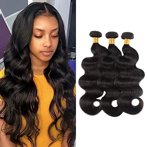 NUOF 8A Human Hair Body Wave 3 Bundles (14 16 18Inch) 100% Unprocessed Brazilian Virgin Human Hair Body Weave Bundles Soft Remy Hair