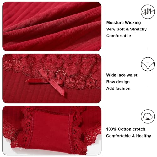 Aijolen Cotton Underwear for Women Breathable Lace Bikini Panties Ladies Hipster Underpants S-XL2