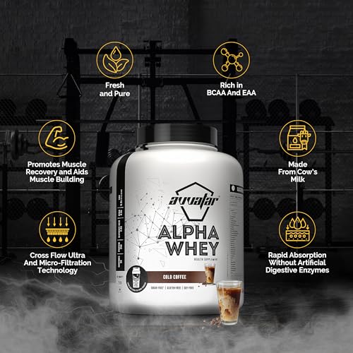 Image of avvatar ALPHA WHEY PROTEIN | 2Kg | Cold Coffee Flavour | 25g Protein | 50 Servings