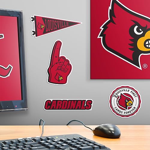 Image of University of Louisville 9ct Vinyl Large Deluxe Stickers Variety Pack - Laptop, Water Bottle, Scrapbooking, Tablet, Skateboard, Indoor /Outdoor - Set of 9