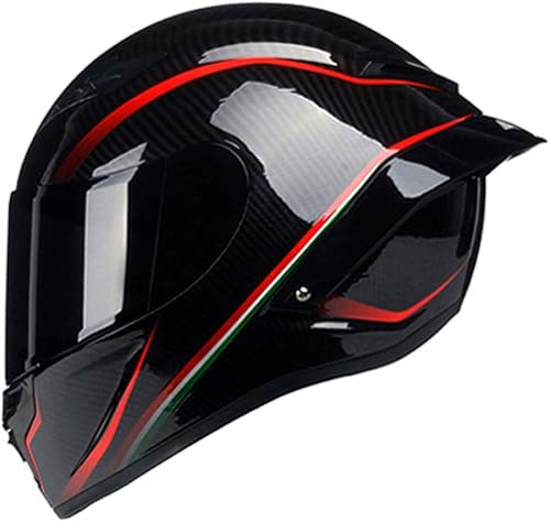 Woljay Casco de motocicleta de fibra de carbono, casco completo de motocross todoterreno, moto de calle, carreras