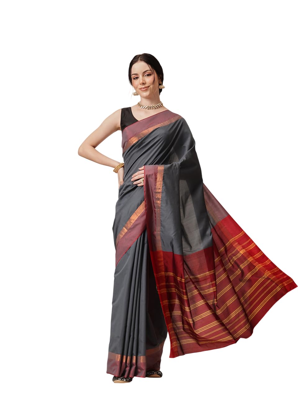 Amazon Brand - Anarva Banarasi Art Silk Uppada Pattu Solid Green Saree