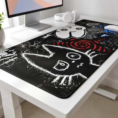 Image of MASIPICKS Doodle Extended XXXL Desk Mat 458 x 915 mm | Premium Midnight Doodle Chaos Mouse Pad with Stitched Edges | 3mm Thick Non-Slip Desk Pad for Gaming, Office & Workstation