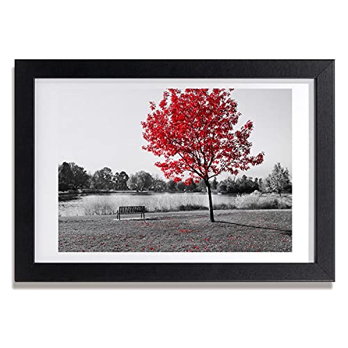 Cadre MDF Tulup 30x20 haut de gamme avec peinture d'arbre rouge abstrait
