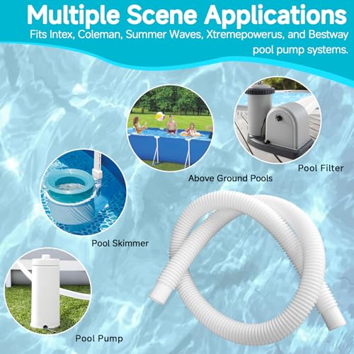 Image of 1-1 /4 inch x 3ft Pool Hose for Above Ground Pools, 1.25 inch Pool Skimmer Hose Replacement Compatible with Intex, Coleman, Summer Waves, Bestway, Hayward Sand Filter Pumps Return Suction Pipe, White (1 Pack)