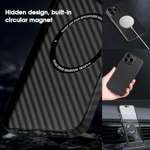 Image of CASEKUL Design for iPhone 16 Pro Max Case,Compatible with MagSafe Slim Flexible Carbon Fiber Case Shockproof Protective Phone Cover Magnetic Case for iPhone 16 Pro Max,Black