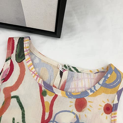 Toddler Girls Dress Colorful Doodle Sleeveless Casual Summer Sundress for 1 to 9Y 4 Year Old Girl (Green, 3-4 Years')3