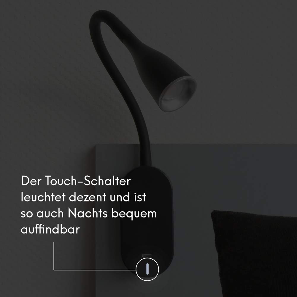 kalb Material für Möbel LED Bettleuchte 'Tulipano II' 4.5W Leseleuchte USB Bettlampe Aufladestation, Farbe:Weiß