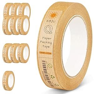 KOJU Kraft Paper Packing Tape 24mm x 50m | 1/3/6 packs | Eco Friendly, Recyclable & Biodegradable Brown Paper Tape for…