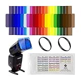 FOSOTO 20pcs Flash Speedlite Color Gels Filters Compatible for Canon Nikon Sony Godox Yongnuo Camera Flash Light