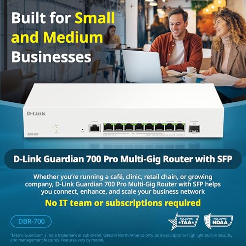 Image of D-Link Guardian 700 Pro Multi-Gig Business Router with SFP (DBR-700), Premium Router with Multi-WAN Failover, SPI Firewall, 8X 2.5GbE LAN with SFP, VPN