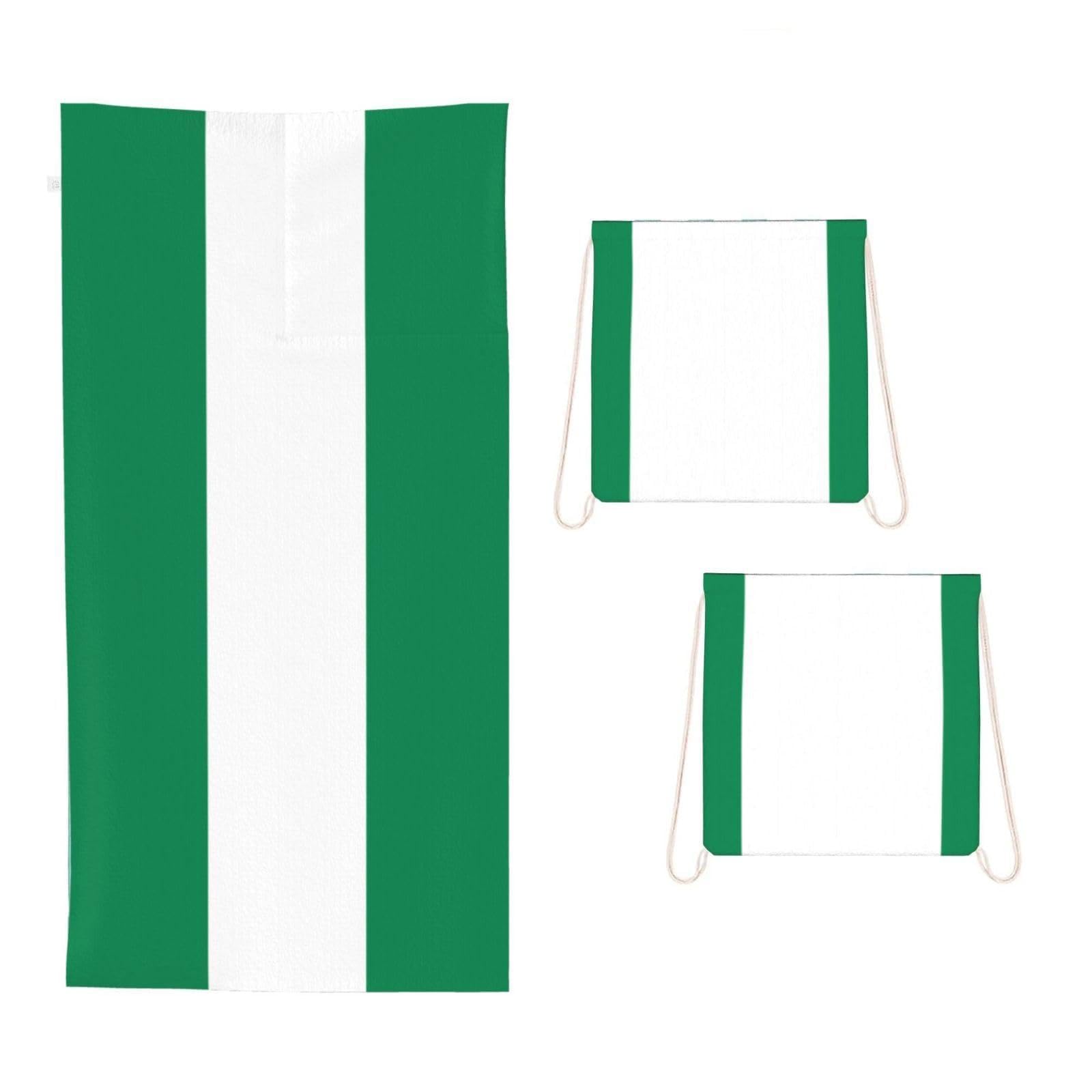 CNTDBU Flag of Nigeria 2 in 1 Packable Towel Bag-Large Beach Towel with Stuff Sack, Super Absorbent Microfiber Travel Towel for Pool
