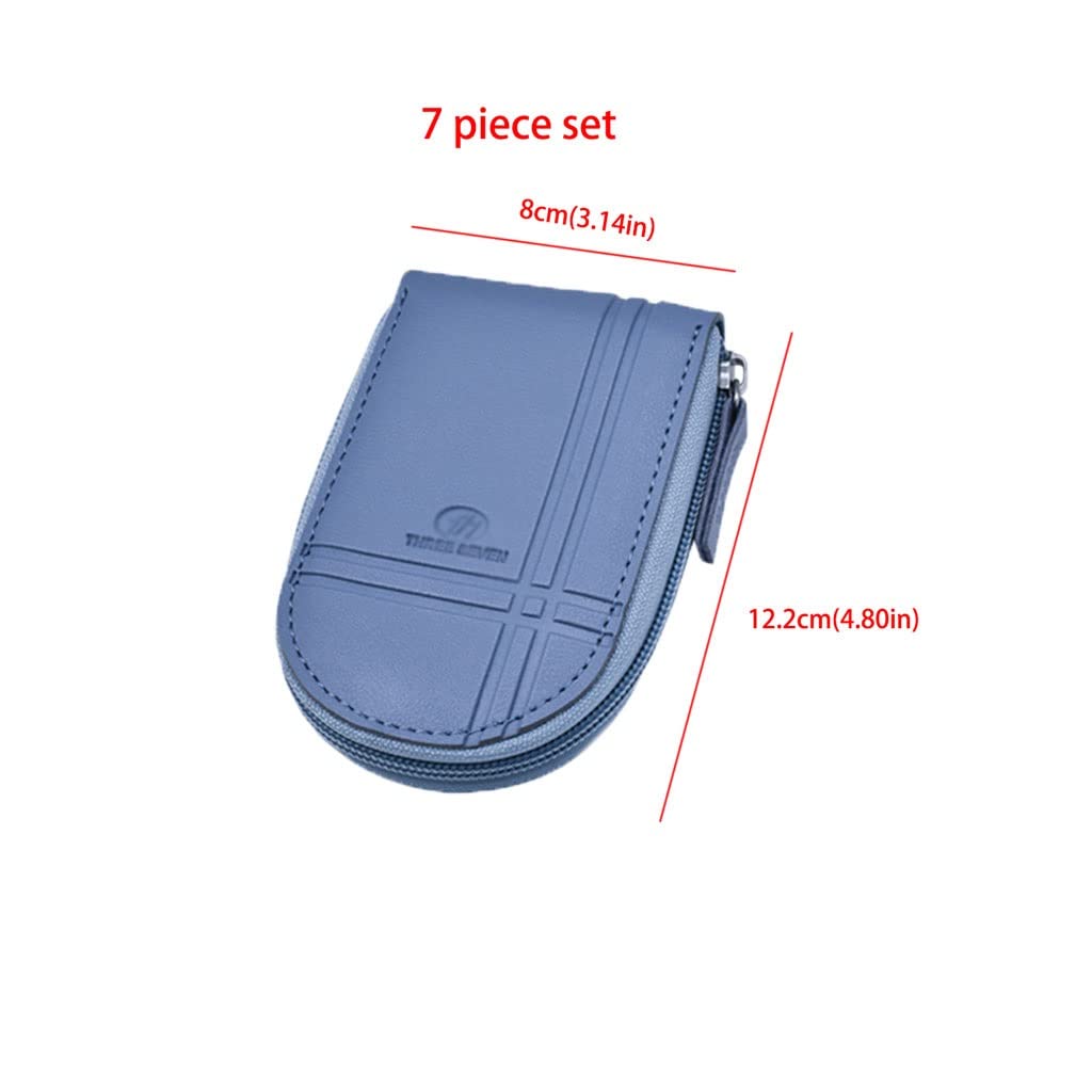Kit de cortaúñas for uñas de los pies, Juego de 7 Piezas de limas for uñas, cortaúñas, Kit de Belleza for manicura con Estuche de Cuero PU Azul portátil, Kit de manicura