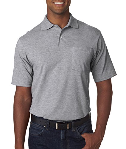 Jerzees Mens 5.6 Oz. 50/50 Jersey Pocket Polo With Spotshield(436P)-Oxford-L #TOP1