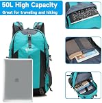 TurnWay Amanda 50L Hiking Backpack Travel Bag, Lightweight Water-Resistant Camping Daypack with Rain Cover, Headphone Hole