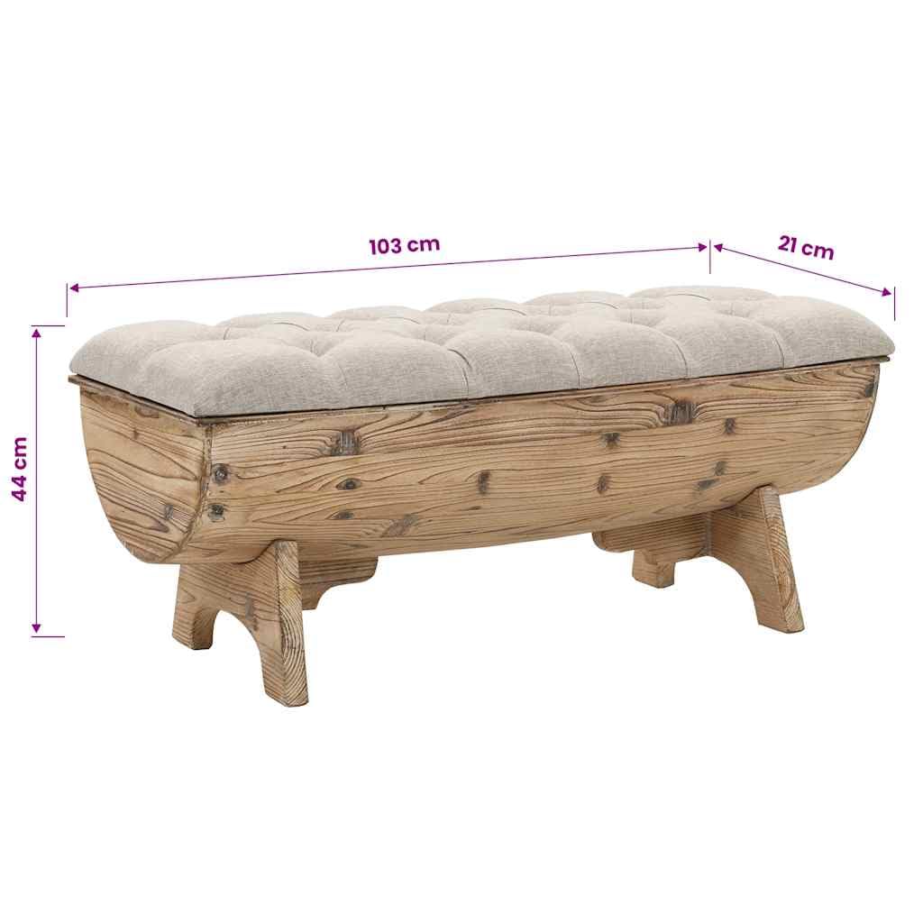 vidaXL BancoAlmacenamiento 103x51x44 cm Tela Asiento Armario Madera Maciza