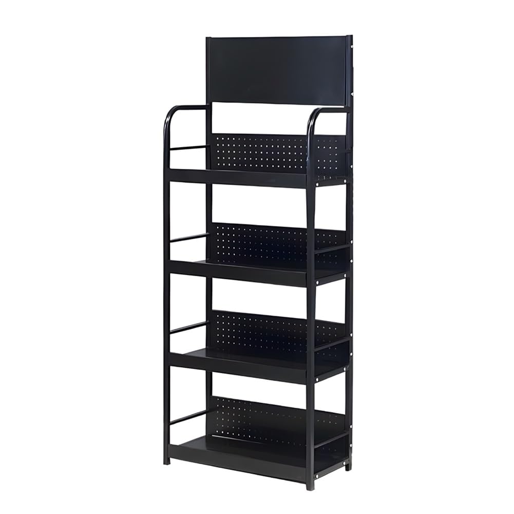 Metalowa półka na przekąski do supermarketu, stojak na cukierki/chipsy z kółkami, do spiżarni domowej, sklepów, teatru(Czarny 80x30x170 cm)