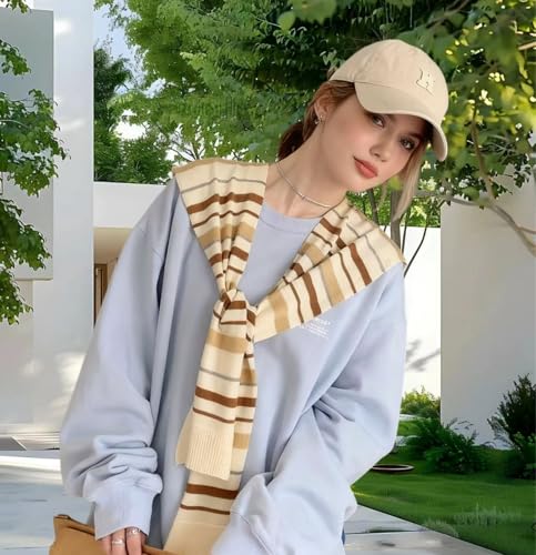Image of WaJuemy Sweater Shawl Wraps for Women Sweater Knitted Knotted Shawls Travel Casual Scarf Cape Shoulder Tops Fashion Wrap