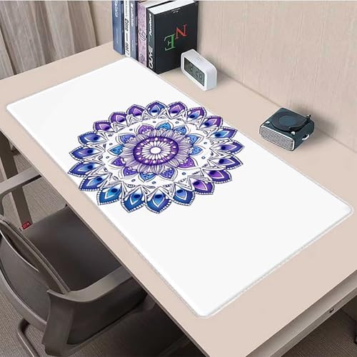 Tapis de souris XXL imperméable blanc protège bureau motif Mandala chic - 4