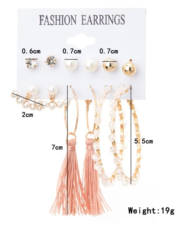 Image of ANNACREATIONS Stylish combo of pearl stud hoop earrings set for Women Girls