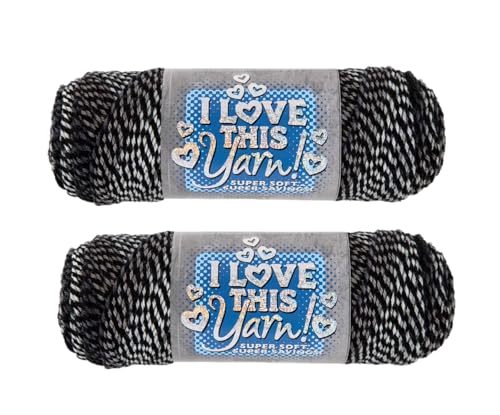 Image of Hobby Lobby Print I Love This Yarn, 700 Gray & Black, Set of 2 | 4 Medium Weight, 252 Yards Per Skien, For Crocheting & Knitting