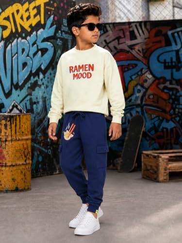 Image of KiddoPanti Boys Solid Round Neck Full Sleeve Fleece Sweatshirt | 60% Cotton 40% Polyester | Soft Warm Winter Pullover | Ribbed Cuffs & Hem | Casual Winter Sweatshirt for Kids