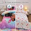 A Nice Night Black Girl Princess with Wings Comforter Set,Pink Gradient Glitter Rainbow Galaxy 6pcs Kids Bedding Set,Twin #1