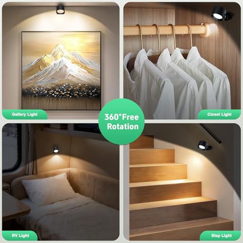AOMEES Wall Lights Battery Operated Wall Sconce, 3 Color Temperatures & 3 Brightness Level - image 2