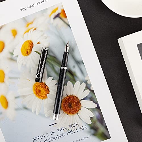 Aihao Refillable Fountain Pen, Fine Point, Metal Fountain Pen With Gift Box, Black Ink, 2 Ink Cartridges In One Set, Pearl Black Metal Pen.fountain Pens For Writing #TOP4