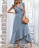 BTFBM Summer Floral Maxi Dress for Women 2025 Vacation Ruffle Sleeve V Neck Belt Wrap Spring Beach Wedding Guest Dresses(Floral Blue, Small) #4