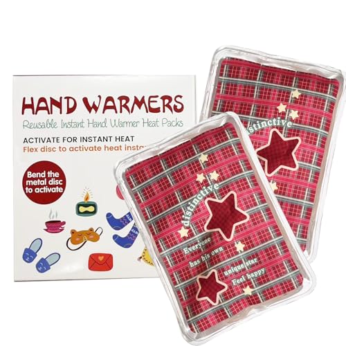 Coldcool Scaldamani in gel riutilizzabile con rivestimento morbido, carino e duraturo calore per attività all'aperto, campeggio, scaldamani (rosso)