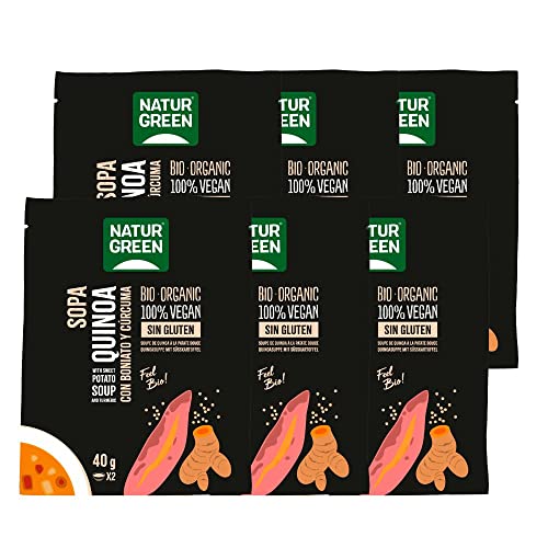 NATURGREEN - Sopa de Quinoa con Boniato y Cúrcuma BIO, Sopa Instantánea, 100% Vegano, Sin Gluten,...