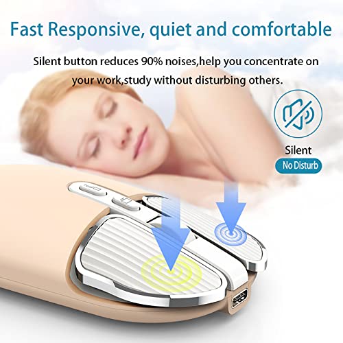 Image of 2.4G Wireless Rechargeable Mouse with USB Receiver,One Click Return to Desk,Mute Button,Power Saving, 2400DPI Optical Cute Girls Mouse for Laptop,Notebook,PC,Tablet (Cream-Colored)