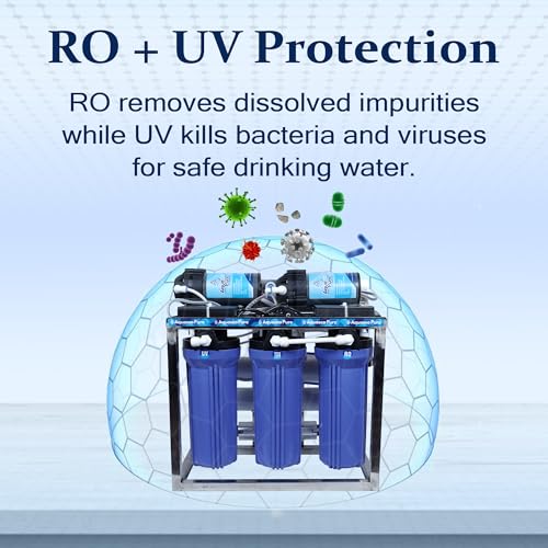 Image of RO PLANT Commercial RO+UV+TDS water purifier with TDS Adjuster (25 LPH RO+UV+TDS ADJUSTER) Full Stainless Steel body- Double pump purification