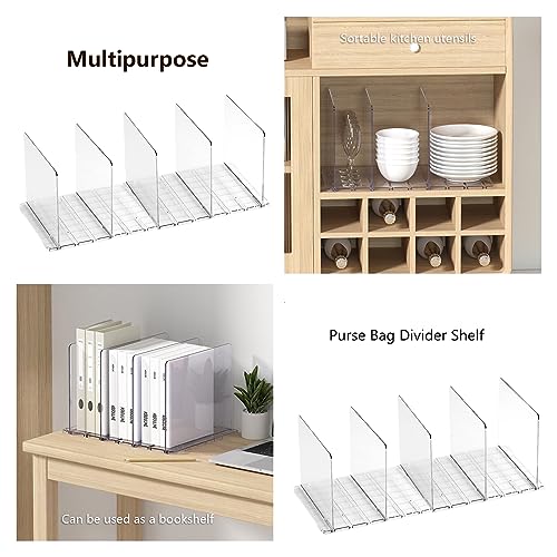 Hapihom 5pcs Shelf Dividers for Closets Plastic Transparent Handbag Purse Bag Clothes Divider Shelf Clear Removable Shelf Separators for Bedroom Kitchen Office Cabinets Shelf Storage and Organization - Image 4