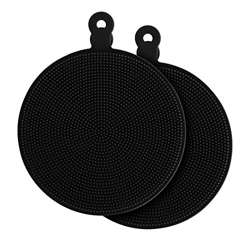 ELFRhino Bath Sponge 2 in 1 Silicone Shower Brush Natural Bristle Massager Brush Gentle Scrub Skin Exfoliation For Face and Body Massage Nubs Improve Cellulite Black