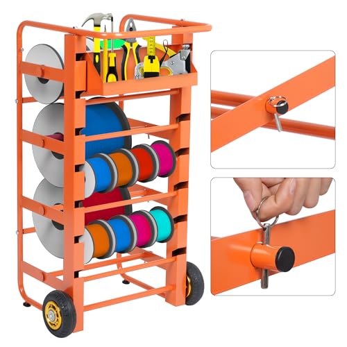 Ikare ZQ0033 Wire Spool Rack, Cable Caddy Heavy Duty Multi-Spool Wire Rack Dispenser With Wheel, Electrical Wire Spool Holder With Storage Tray For Wiring Storage And Electrical Industrial thumb #5