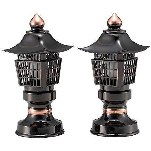 仏壇屋 滝田商店 角型灯篭ブロンズ色(一対) 6寸(高さ18cm×屋根巾8cm)◆神棚(お宮)・神殿の神具、神前のお供えの道具【滝田商店発行 証明書付】