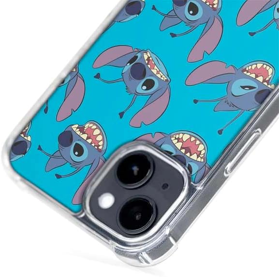 Skinit Phone Case Compatible with MagSafe iPhone 15 - Officially Licensed Disney Lilo and Stitch Face Expression Pattern Design