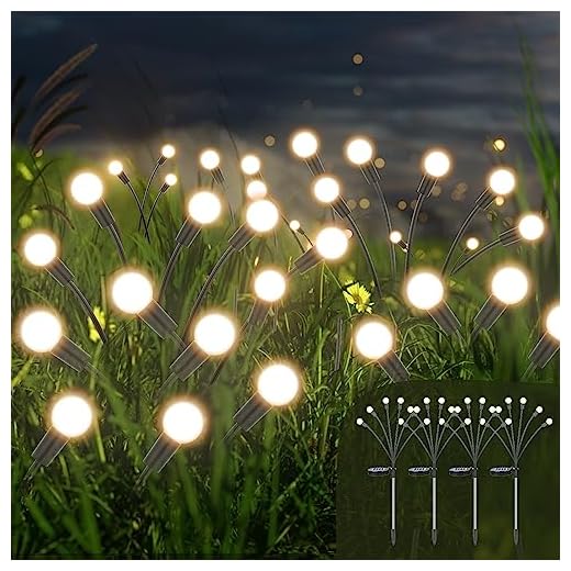 Lampe Solaire Extérieur Jardin Décoration, 4PCS 6 LED Lucioles Lumière Solaire Extérieur Étanche IP65,Lampe Firefly Lights,Éclairage Solaire PR Décoration de Noël, Trottoir, Cour, Terrasse, Exterieur