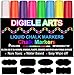 Rotuladores de Tiza Líquida, DIGIELE 8 Llamativos Colores con 32 Etiquetas Reusables, Punta Reversibles 6mm, Borrado en Paño Seco o Húmedo, para Pizarras, Restaurantes, Ventanas o Cristal